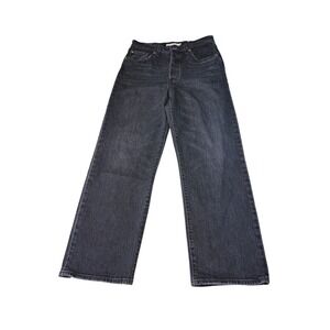 Levis Premium Big E Ribcage Straight Ankle Jeans Washed Black Gray Size 28x26